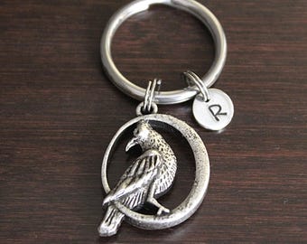 Crow Raven Bird Key Ring/ Keychain / Zipper Pull - Black Bird Charm - Bird Lover - Vampire - Halloween Themed Keychain - Flying Bird - I/B/H