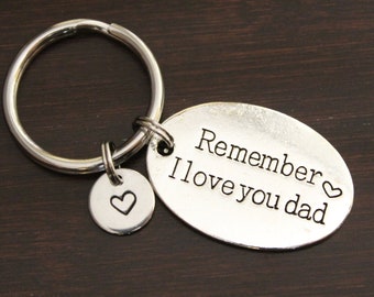 Remember, I Love You Dad Key Ring/ Keychain / Zipper Pull - Gift for Dad -Father's Day - Dad Christmas - Dad Reminder - Best Dad Gift-I/B/H