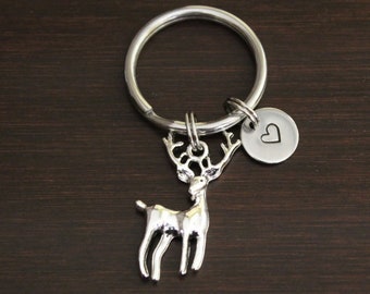 Deer Key Ring/ Keychain / Zipper Pull - Deer Charm - Deer Keychain - Deer Keyring - Deer Gift - Wild Animal - Hunter Gift  - I/B/H