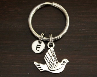 Dove Key Ring/ Keychain / Zipper Pull - Peace Love Dove - Bird Gift - Bird Lover - Aviary Gift - Bird Watcher Gift - Dove Gift  - I/B/H