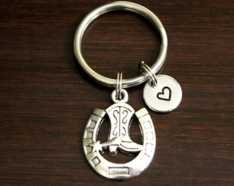 Cowboy Boot Horseshoe Key Ring/ Keychain Zipper Pull Boot