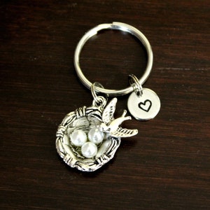 Bird With Nest and Eggs Key Ring/ Keychain / Zipper Pull - Bird Gift - Bird Lover - Aviary Gift - Bird Watcher Gift  - Bird Charm - I/B/H