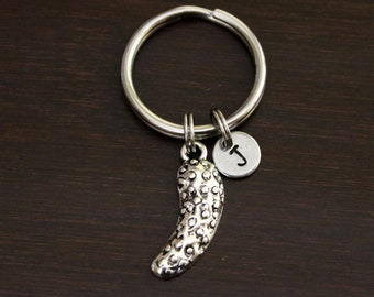 Pickle Key Ring/ Keychain / Zipper Pull - Pickle Lover Gift - Chef Keychain - Food Lover Gift - Vegetable Keychain - Vegetable Charm - I/B/H