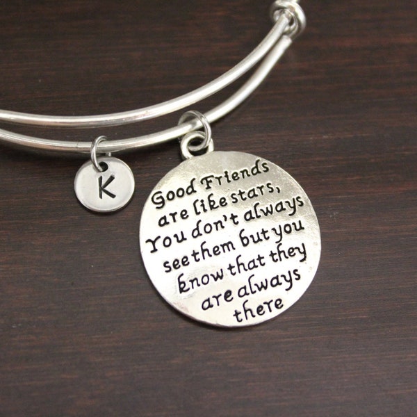 Best Friend Bangle Bracelet - Good Friends Like Stars Saying - Friend Gift - Friend Jewelry - Best Friend Gift - Bestie Gift-BFF Gift-I/B/H