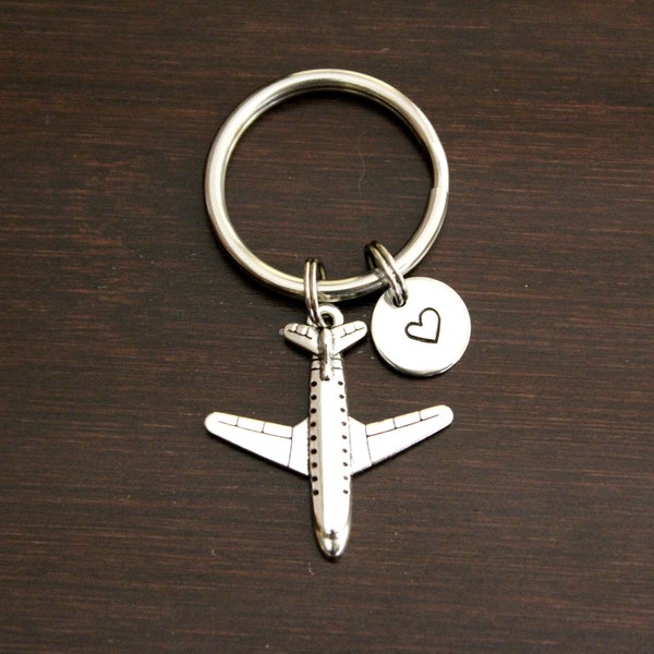 Airplane Key Ring/ Keychain / Zipper Pull - Airplane Gift - Airplane Lover - Pilot Keychain-Pilot Gift-Flight Attendant-Steward-I/B/H Dots