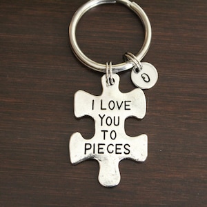 Puzzle Piece Key Ring/ Keychain / Zipper Pull - I Love You to Pieces - Missing Piece - Puzzle Piece Keychain - You&#39;re My Missing Piece-I/B/H