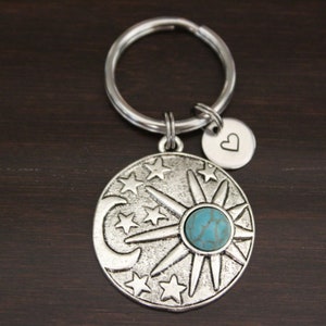 Moon and Sun Key Ring/ Keychain / Zipper Pull - Yin Yang Keychain - Peace & Love Gift - Harmony Keychain - Boho Keychain -  I/B/H