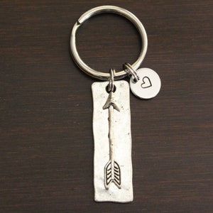 Follow Your Arrow Key Ring/ Keychain / Zipper Pull - Arrowhead Keychain - Arrow Heart Keychain - Arrow Gift - Cupid&#39;s Arrow - I/B/H Silver