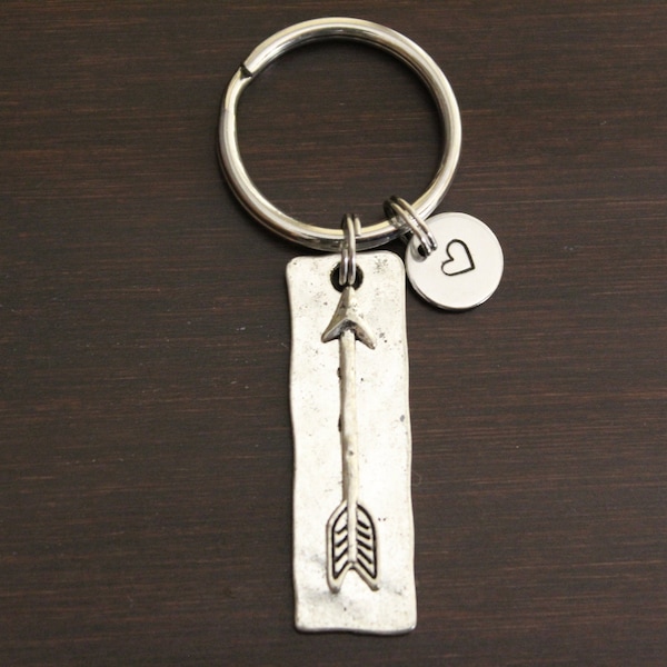 Follow Your Arrow Key Ring/ Keychain / Zipper Pull - Arrowhead Keychain - Arrow Heart Keychain - Arrow Gift - Cupid's Arrow - I/B/H Silver