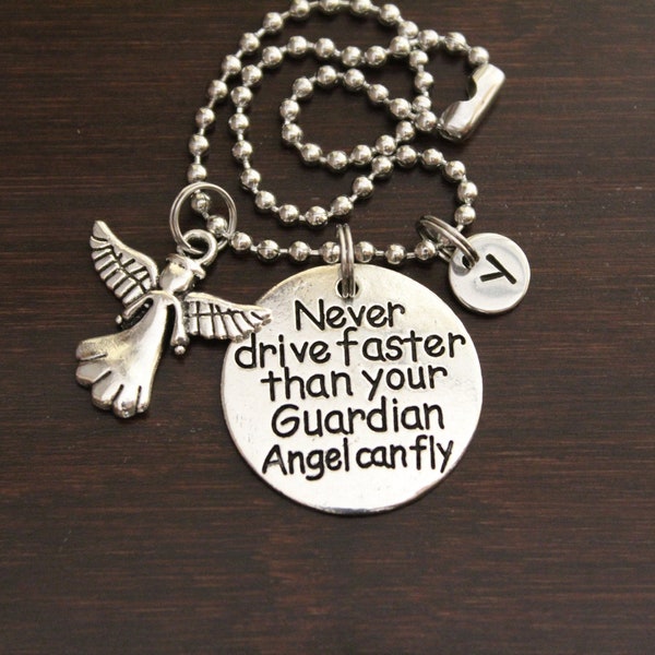 Never Drive Faster Than Your Guardian Angel Can Fly Rear View Mirror Hang-Safe Driver-Driver Gift-New Driver Gift-New License Gift-I/B/H