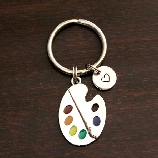 Colored Paint Palette Key Ring/ Keychain / Zipper Pull - Art Teacher Keychain - Painter Keychain - Artist Keychain - Artist Gift - I/B/H