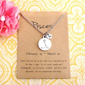 Pisces Necklace - Pisces Jewelry - Pisces Gift - Star Sign - Zodiac Necklace - Zodiac Jewelry-Astrological Sign-Constellation Jewelry-I/B/H