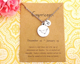 Capricorn Necklace - Capricorn Jewelry-Capricorn Gift-Star Sign-Zodiac Necklace-Zodiac Jewelry-Astrological Sign-Constellation Jewelry-I/B/H