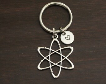 Atom Key Ring/ Keychain / Zipper Pull - Science Teacher Gift - Science Nerd - Silver Atom Charm - Chemistry Lover Gift - I/B/H
