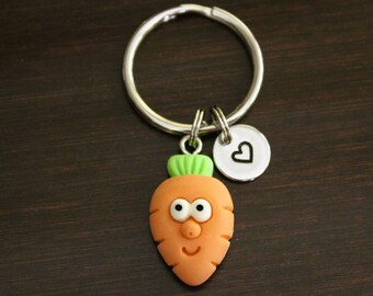 Carrot Key Ring/ Keychain / Zipper Pull - Carrot Lover Keychain - Veggies - Food Lover Gift - Vegetable Lover - Vegetable Charm - I/B/H