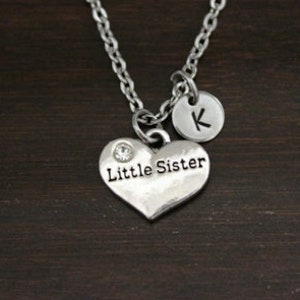 Little Sister Necklace - Little Sister Gift - Little Sister Jewelry - Little Sister Charm - Sister Necklace  - Sister Jewelry - Carved - I/B