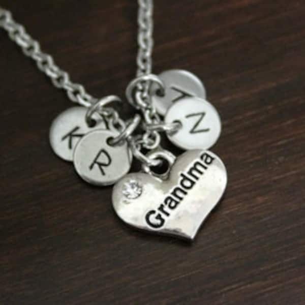 Grandma Necklace - Grandma Gift - Grandma Jewelry - Mom Gift- Family Jewelry - Family Initials - Family Birthstones - Bst/In