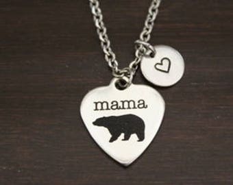 Mama Bear Necklace - Mother Necklace - Mom Gift - Mama Bear Gift - Mama Bear Jewelry - Mama Bear Christmas - Mama Bear and Baby Bear - I/B/H