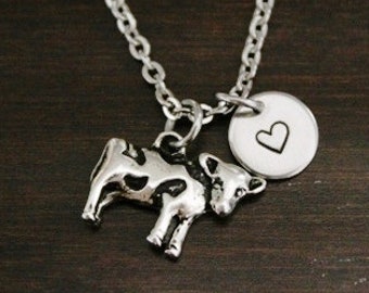 Cow Necklace - Cow Gift - Cow Lover - Heifer Jewelry - Heifer Necklace - Farm Gift - Farmer Gift - Cow Jewelry - Calf Necklace - I/B/H