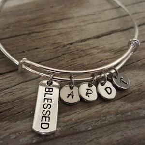 Blessed Bangle - Grandmother Gift - Grandma Gift - Mother Gift - Mom Gift - Family Initials - Family Bangle - Bst/In