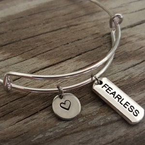 Fearless Bangle - Inspirational Bangle - Fearless Bracelet - Fearless Jewelry - Fearless Gift - Motivational Bangle - Live Your Life - I/B/H