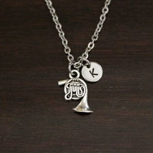 French Horn Necklace - French Horn Jewelry - French Horn Gift - Music Teacher Gift - Band Leader Gift - Band Necklace - Band Jewelry - I/B/H