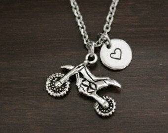 Dirt Bike Necklace - Dirt Bike Jewelry - Biking Lover Gift - Off Road Bike Necklace - Motocross Necklace - Bike Charm Gift - I/B/H