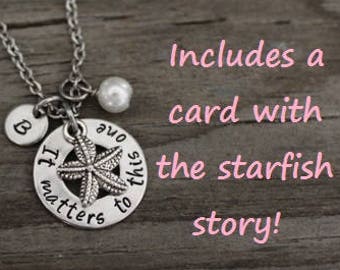 It Matters To This One Starfish Necklace - Foster Care Necklace - Foster Parent Necklace - Adoption Necklace - Social Worker Gift - Adoptee