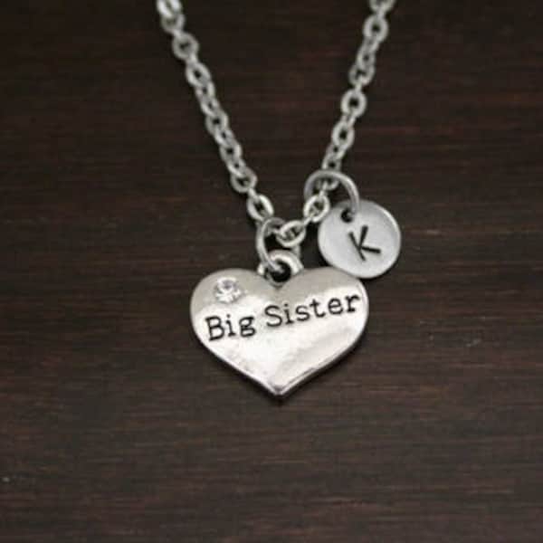 Big Sister Necklace - Big Sister Gift - New Big Sister - New Big Sister Gift - Big Sister Jewelry - Baby Announcement - Carved - I/B