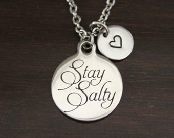 Stay Salty Necklace - Stay Salty Jewelry - Stay Salty Gift - Beach Lover Jewelry - Salt of the Earth Jewelry - WOW Achievement - I/B/H
