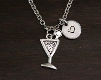 Martini Necklace -Martini Lover-Night on the Town Gift - Bartender Necklace - Waitress Necklace - Restaurant Necklace - Ladies Night - I/B/H