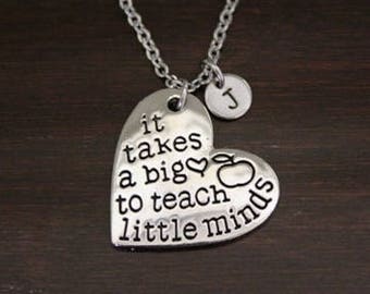 It Takes a Big Heart to Teach Little Minds Necklace-Teacher Gift-#1 Teacher Necklace-Teacher Inspire Gift - Teacher Appreciation Week- I/B/H