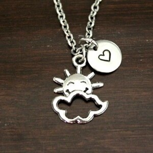 Sun with Cloud Necklace - Sun Lover Charm - Sun Jewelry - Summer Lover - Sky Lover Gift - You Are My Sunshine Jewelry Necklace - I/B/H