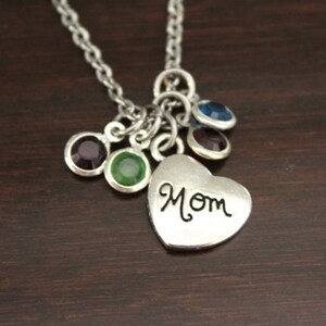 Mom Necklace - Mom Jewelry - Family Initials - Family Birthstones - Mother&#39;s Day Necklace - Bst/In