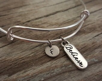 Believe Bangle - Believe Jewelry -Believe Gift - Enjoy Life - Inspirational Bangle - Believe in Yourself - She Believed She Could - I/B/H