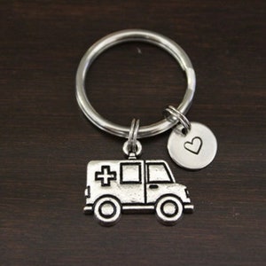 Ambulance Key Ring/ Keychain / Zipper Pull - EMT - Emergency Worker Keychain - EMT Keychain - Rescue Worker Keychain - Paramedic-I/B/H