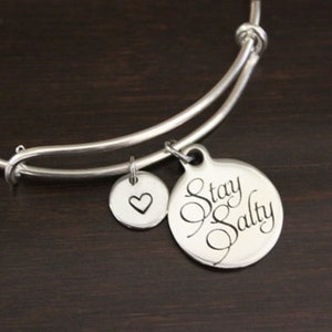 Stay Salty Bangle Bracelet - Stay Salty Gift - Stay Salty Bangle - Stay Salty Jewelry - Beach Bangle - Salt of the Earth Jewelry - I/B/H