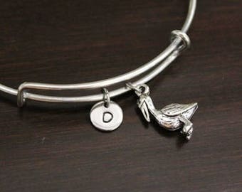 Pelican Bangle Bracelet - Animal Lover Gift - Bird Gift - Bird Lover Gift - Waterfowl Gift - I/B/H