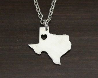 Texas Necklace - TX Necklace - Texas Jewelry - TX Jewelry - Texas Lover - Rodeo Necklace - State Necklace - Home Necklace - US State - I/B/H