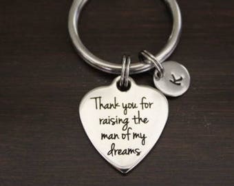 Thank You For Raising The Man Of My Dreams Key Ring/ Keychain /Zipper Pull-Mother in Law Keychain-Mother in Law Gift-Mother Keychain - I/B/H