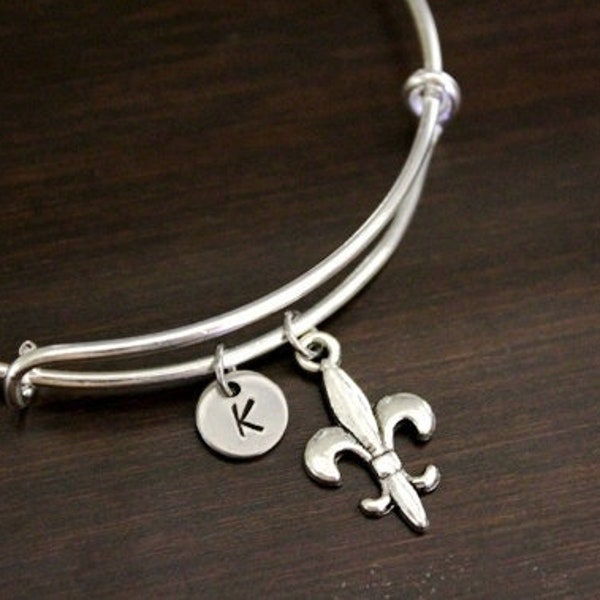 Fleur-De-Lis Bangle - Fleur-De-Lis Gift - Fleur-De-Lis Jewelry - New Orleans Gift - Cajun Gift - French Gift - I/B/H