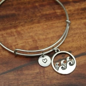 Waves Bangle Bracelet - Beach Gift - Sea Gift - Ocean Gift - Sea Lover - Surfer Bangle - Surfing Bangle - Sailing - Water Sports - I/B/H