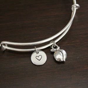 Peach Bangle Bracelet - Peach Lover Gift - Chef Gift - Baker Gift - Kitchen - Food Lover - Chef Bangle - Fruit Gift - I/B/H