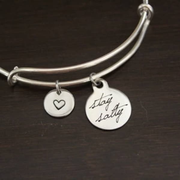 Stay Salty Bangle Bracelet - Stay Salty Gift - Stay Salty Bangle - Stay Salty Jewelry - Funny Saying - Salt of the Earth Jewelry - I/B/H