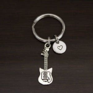 Guitar Key Ring/ Keychain / Zipper Pull - Music Teacher Gift - Music Gift - Orchestra Keychain - Band Keychain - Instrument Keychain - I/B/H