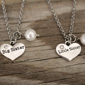 Big Sister Little Sister Necklace Set - Sisters Necklace - Daughter Necklace - Sister Heart Necklace - I/B
