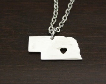 Nebraska Necklace - NE Necklace - Nebraska Jewelry - NE Jewelry - Nebraska Lover-Nebraska State-State Necklace-Home Necklace-US State-I/B/H