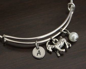 Goat Bangle Bracelet - Goat Jewelry - Greatest Of All Time - Goat Lover - Yoga - Animal Lover Gift- Farmer Gift-Rancher-Herder-Initial/Bead