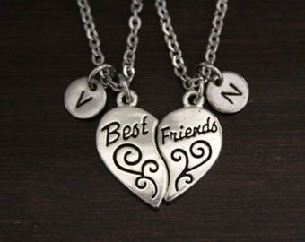 Best Friends Necklace - BFF Necklaces -Best Friends Gift - Friends Gift - Best Friends Jewelry - Best Friends Split Heart Set Necklace - I/B