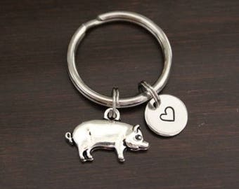 Pig Key Ring/ Keychain / Zipper Pull - Pig Keychain - Pig Gift - Pig Lover - Farm Animal Keychain - Farmer Keychain - Sow Keychain - I/B/H